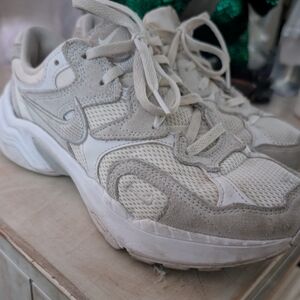 White and Gray Athletic Sneakers